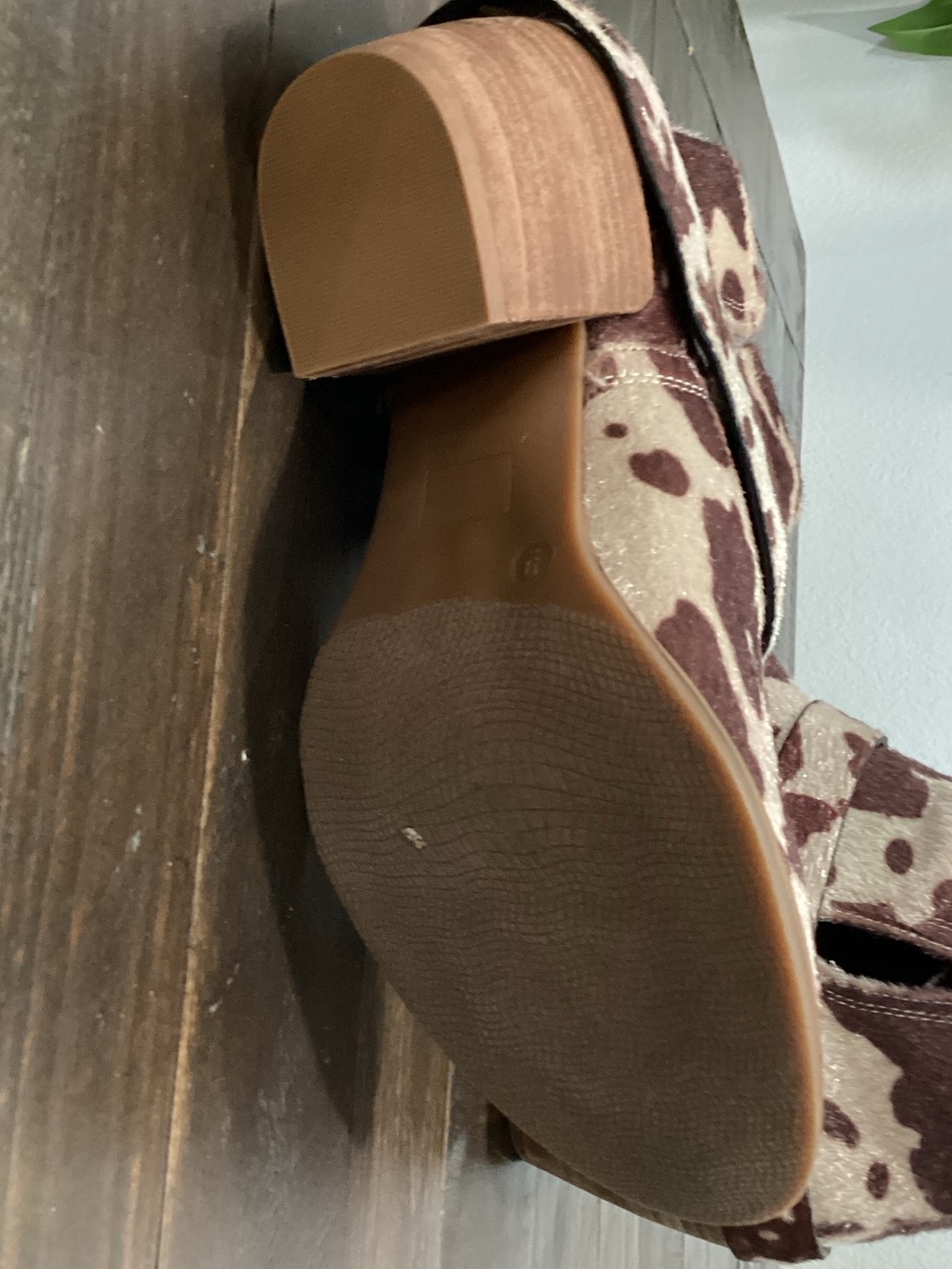 Very G Cow Print Ankle Booties in Brown & White - Picture 6 of 6